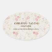  Roze Klein Roos Print Ovale Sticker (Voorkant)