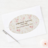 Roze Klein Roos Print Ovale Sticker (Envelop)