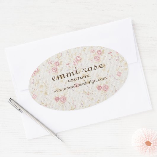  Roze Klein Roos Print Ovale Sticker (Envelop)