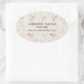 Roze Klein Roos Print Ovale Sticker (Tas)