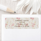  roze klein Roos print retour adreslabel Etiket (Insitu)