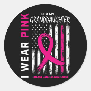 Roze kleindochter Borstkanker Awareness America Ronde Sticker