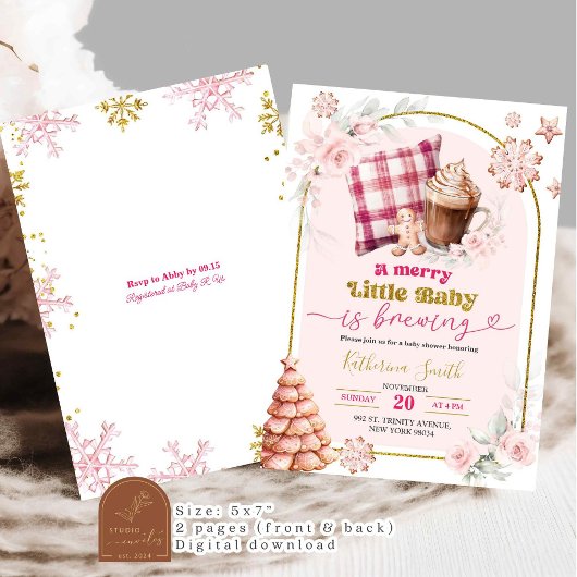Roze Kleine Baby Koffie Meisje Baby shower Kaart