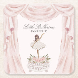 Roze Kleine Ballerina Baby shower of Verjaardag Kartonnen Onderzetters