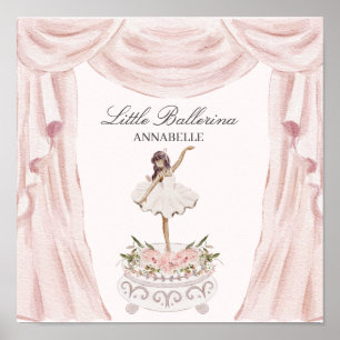 Roze Kleine Ballerina Baby shower of Verjaardag Poster
