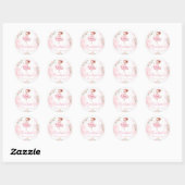Roze kleine ballerina meisje verjaardagsronde stic ronde sticker (Vel)