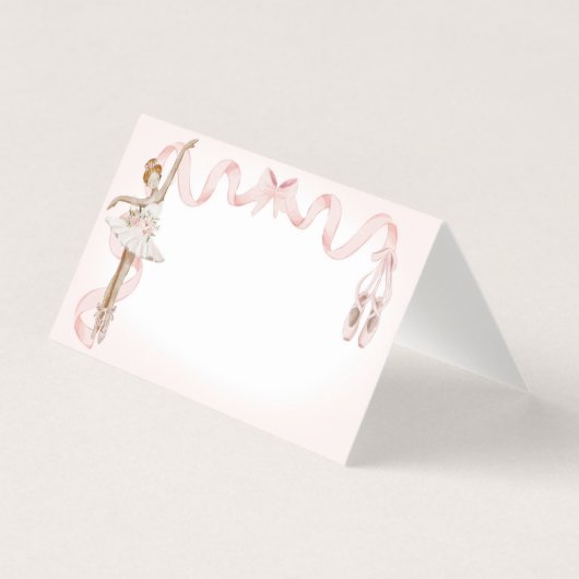 Roze Kleine Ballerina Place Card Party Decor Kaart (Voorkant)