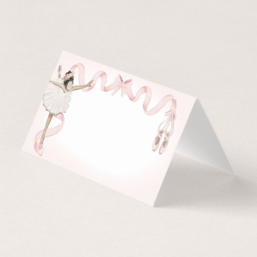 Roze Kleine Ballerina Place Card Party Decor Kaart (Voorkant)