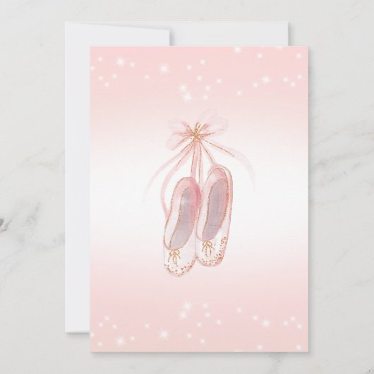 Roze kleine ballerina sparkly verjaardagsuitnodigi kaart (Achterkant)