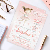 Roze kleine ballerina sparkly verjaardagsuitnodigi kaart