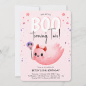 Roze kleine boe 2-meisje Halloween 2e verjaardag Kaart (Voorkant)