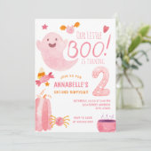 Roze kleine boe om twee Halloween 2e verjaardag te Kaart (Staand voorkant)