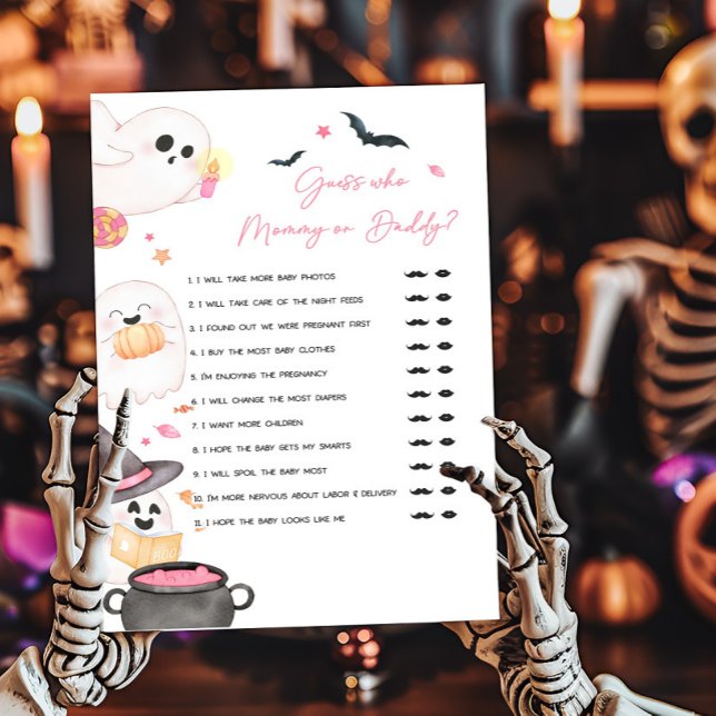 Roze kleine boekje Raad eens wie mama of papa spel (Pink Little Boo Baby Shower Guess who Mommy or Daddy Game)