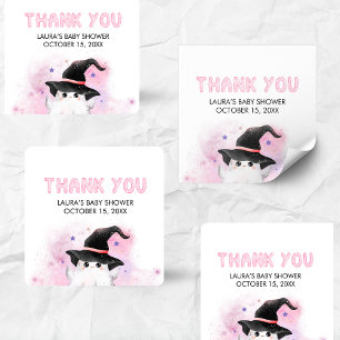 Roze Kleine Boo Geest Heks Baby Shower Vierkante Sticker