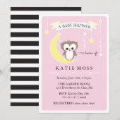 Roze kleine boomkorren | Uitnodiging tot Baby show (Voorkant / Achterkant)