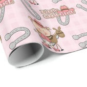 Roze kleine Cowgirl Cadeaupapier (Rol Hoek)