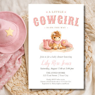Roze Kleine Cowgirl Waterverf Baby Shower Flyer