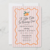 Roze Kleine Cutie Pastel Citrus Thema Verjaardag Kaart (Voorkant)