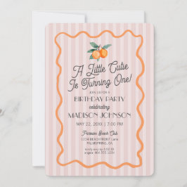 Roze Kleine Cutie Pastel Citrus Thema Verjaardag Kaart