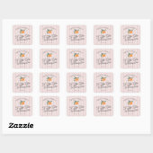 Roze Kleine Cutie Pastel Citrus Verjaardag Envelop Vierkante Sticker (Vel)