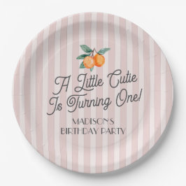 Roze Kleine Cutie Pastel Citrus Verjaardagsfeestje Papieren Bordje