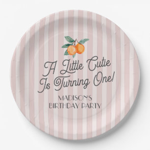 Roze Kleine Cutie Pastel Citrus Verjaardagsfeestje Papieren Bordje