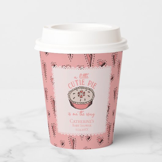 Roze Kleine Cutie Pie Herfst Baby Meisje Douche Papieren Bekers (Achterkant)