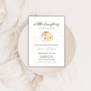 Roze kleine dumpling is op de weg Baby shower Kaart