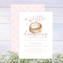 Roze Kleine Dumpling Waterverf Baby shower