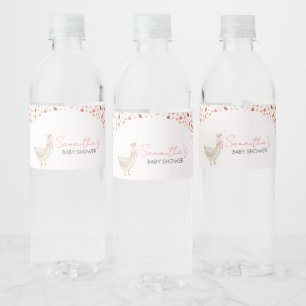 Roze Kleine Gekke Gans Baby shower Waterfles Etiket