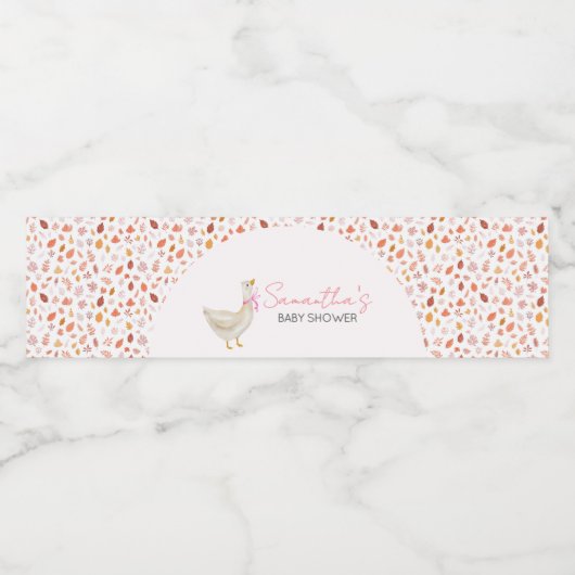 Roze Kleine Gekke Gans Baby shower Waterfles Etiket (Enkel label)