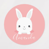 Roze kleine inktkonijn met aangepaste naam labels (Design 1)