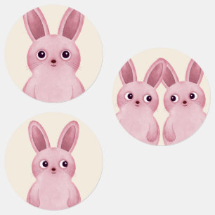 Roze kleine konijnenstickers labels