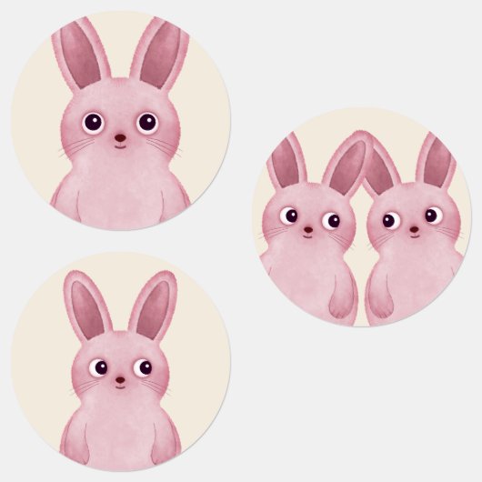 Roze kleine konijnenstickers labels (Groep)