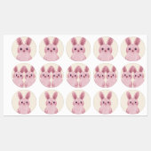 Roze kleine konijnenstickers labels (Vel)
