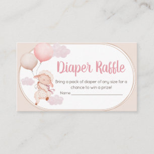 Roze Kleine Lammetje Baby Shower Luier Raffle Informatiekaartje