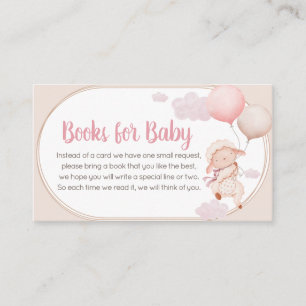Roze kleine lammetje babyshowerboeken voor baby informatiekaartje