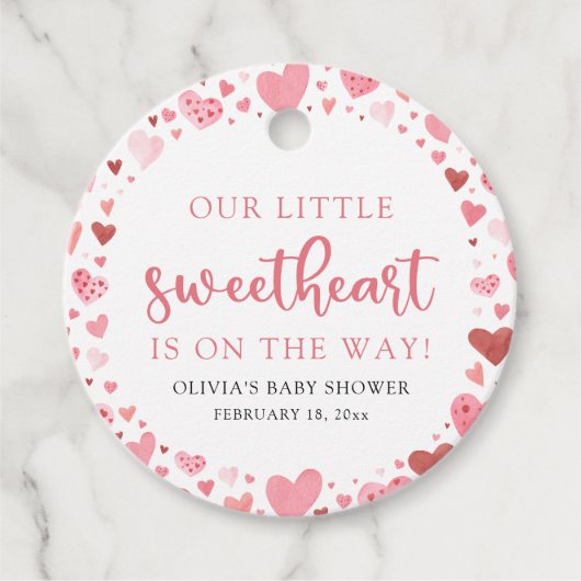 Roze Kleine Liefje Valentijnsdag Baby shower Bedankjes Labels (Voorkant)