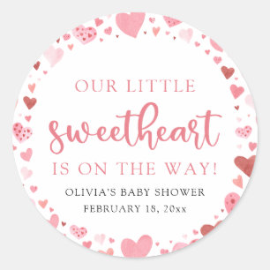 Roze Kleine Liefje Valentijnsdag Baby shower Ronde Sticker