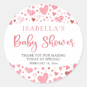Roze Kleine Liefje Valentijnsdag Baby shower Ronde Sticker