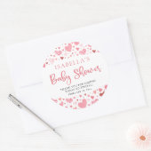 Roze Kleine Liefje Valentijnsdag Baby shower Ronde Sticker (Envelop)