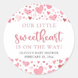 Roze Kleine Liefje Valentijnsdag Baby shower Ronde Sticker