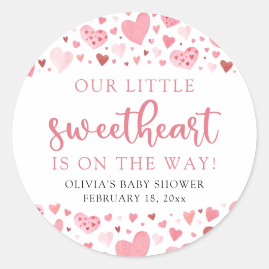Roze Kleine Liefje Valentijnsdag Baby shower Ronde Sticker (Voorkant)