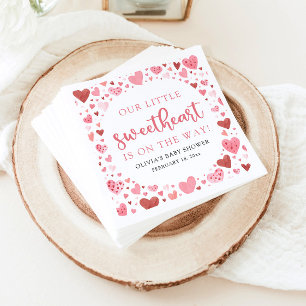 Roze Kleine Liefje Valentijnsdag Baby shower Servet