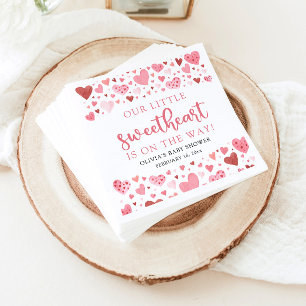 Roze Kleine Liefje Valentijnsdag Baby shower Servet