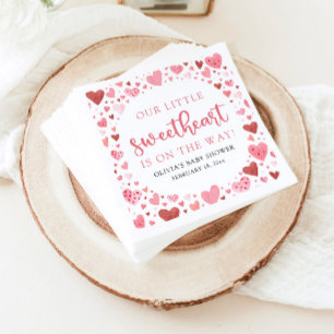 Roze Kleine Liefje Valentijnsdag Baby shower Servet
