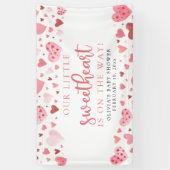Roze Kleine Liefje Valentijnsdag Baby shower Spandoek (Verticaal)