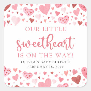 Roze Kleine Liefje Valentijnsdag Baby shower Vierkante Sticker