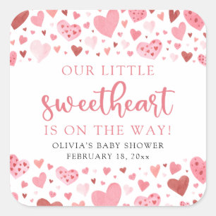 Roze Kleine Liefje Valentijnsdag Baby shower Vierkante Sticker