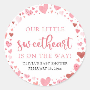 Roze kleine lieve Valentijnsdag baby shower Ronde Sticker